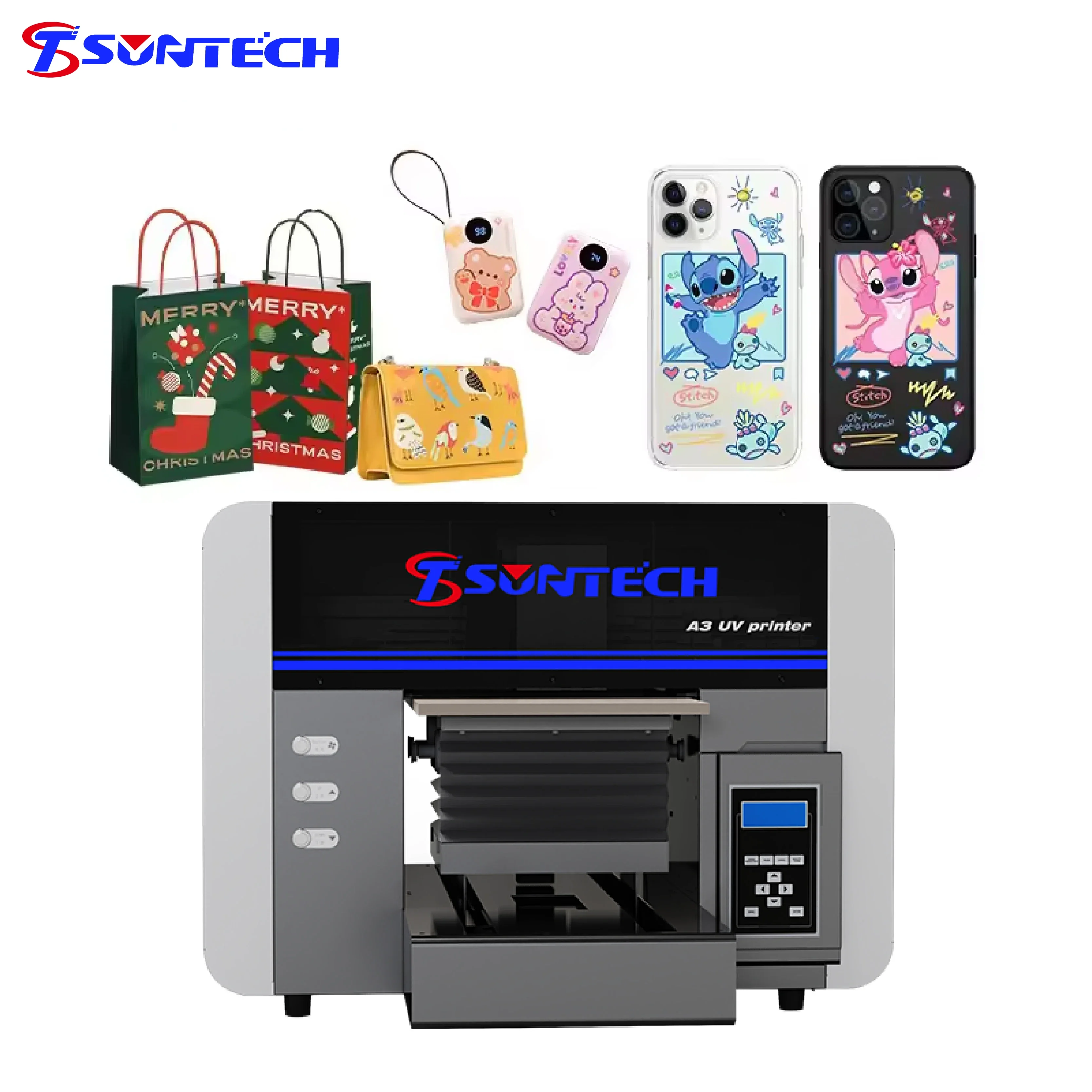 UV Flatbed Multiple colors CMYK+W+V Printer ST-F3040 A3 size digital printer for Card bottle and Phone Case Printing