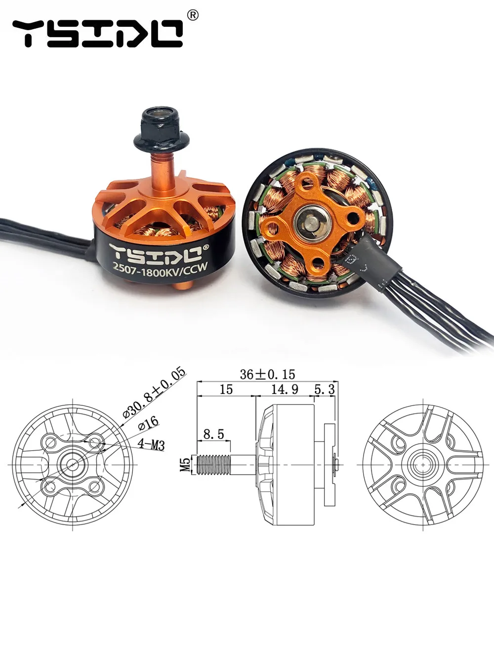 YSIDO 2507 1800KV 3-6S Bürstenloser Motor für RC GEPRC 5 Zoll 250 220 Drohne Eachine Tyro129 FPV Racing Multirotor Teile Zubehör