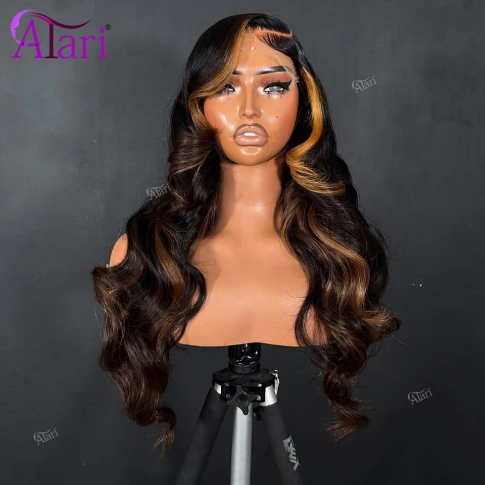 

Highlight Yellow Transparent 13x4 13x6 Lace Frontal Human Hair Wigs Stripe Transparent Lace Front Body Wave Remy Wig Pre Plucked