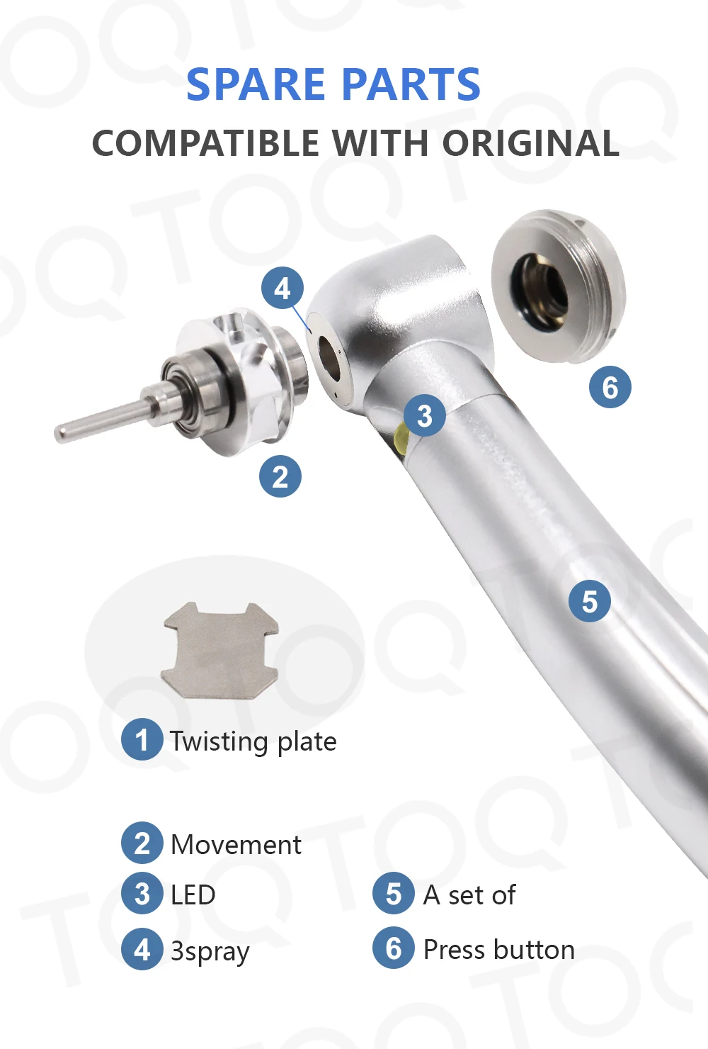 Dental High Speed Led Light Air Turbina Cartridge Rotor Water Sprays Handpiece 2/4 Holes