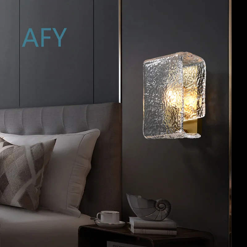 Light Luxury Water Ripple Wall Lamp for Bedroom Bedside Living Room Background Hotel Model Room Corridor Stairs All Copper