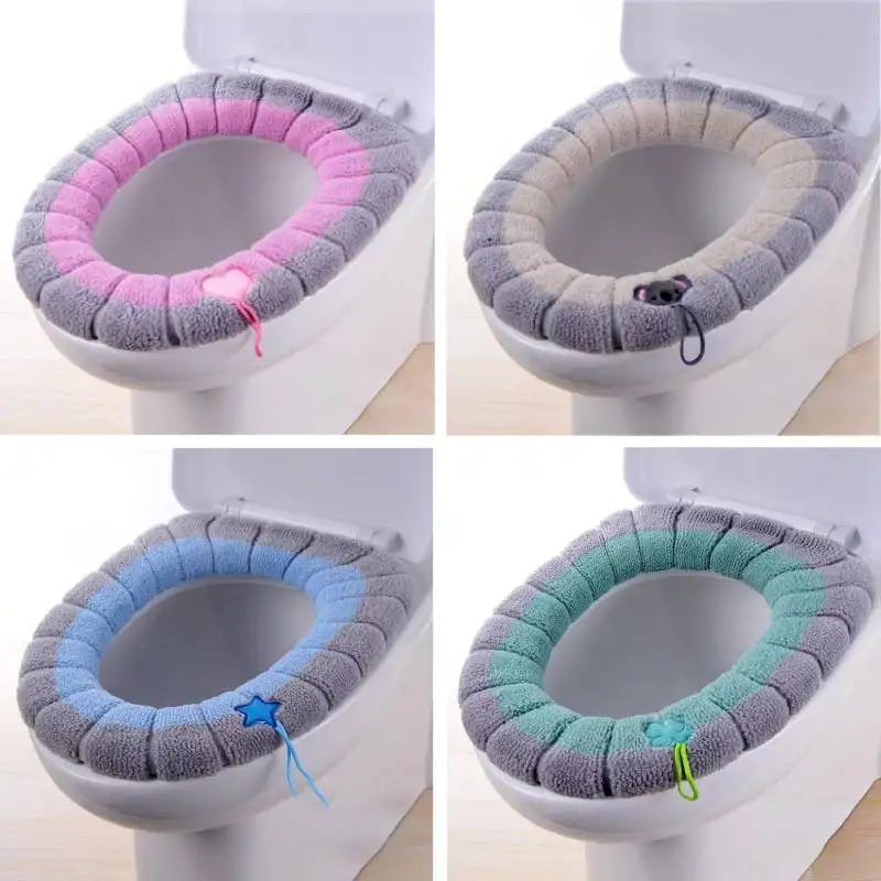 Winter Warmer Toiletbril Cover Mat Badkamer Toilet Pad Kussen Met Handvat Dikkere Zachte Wasbare Closestool Warmer Accessoires