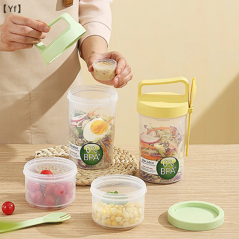 Breakfast Fruit Oat Yogurt Salad Cup With Lid And Spoon Food Seal Storage Bento Box Fitness Fat-Reduced Taper Bowl