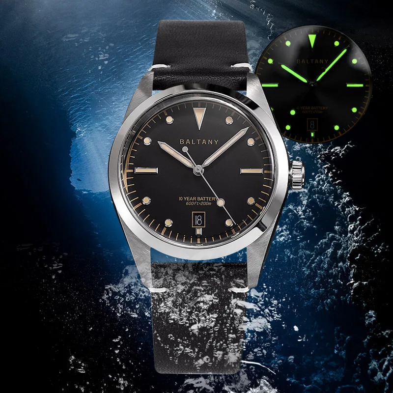 Baltany Quartz Explorer Watch 10Ys Battery Life Stainless Steel Case Super Luminous 100M Waterproof  Vintage Watches