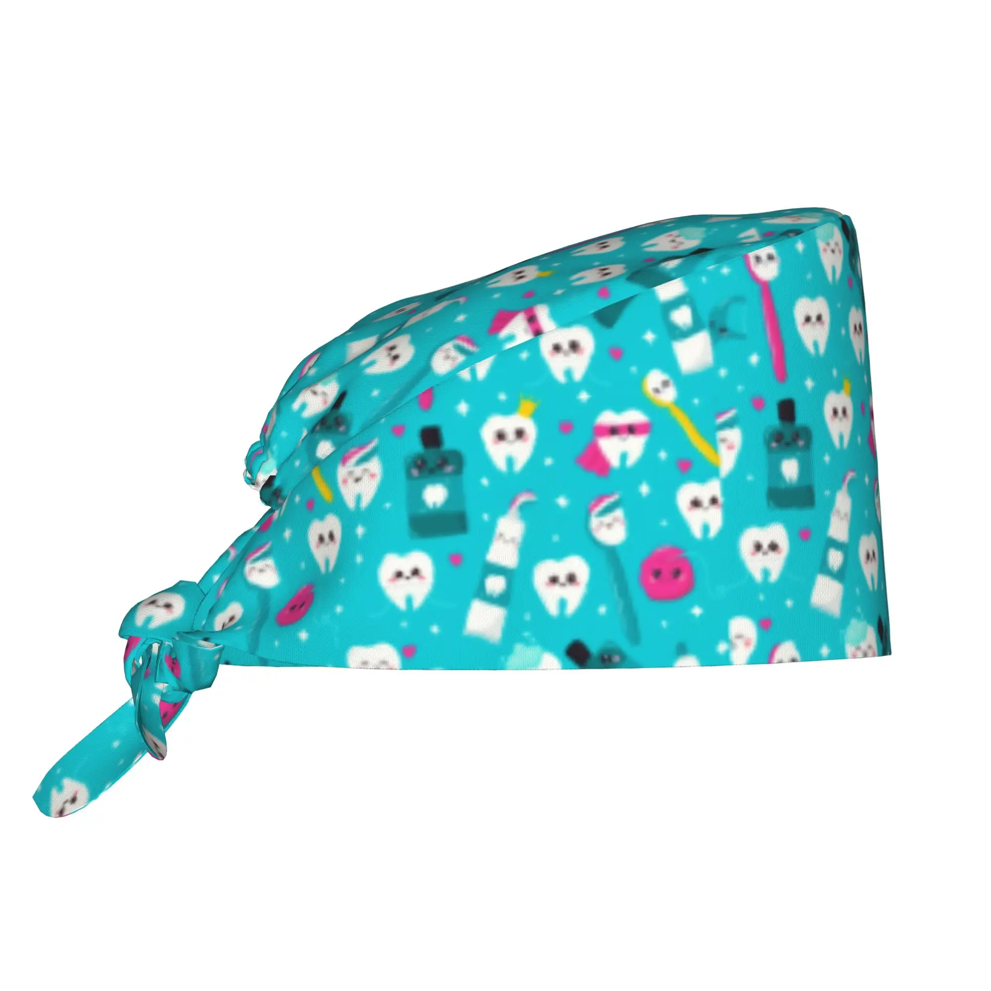 Custom Cute Tooth Medical Staff Scrubs Hat Unisex Teeth Doctor Nursing Surgical Cap Scrub Caps