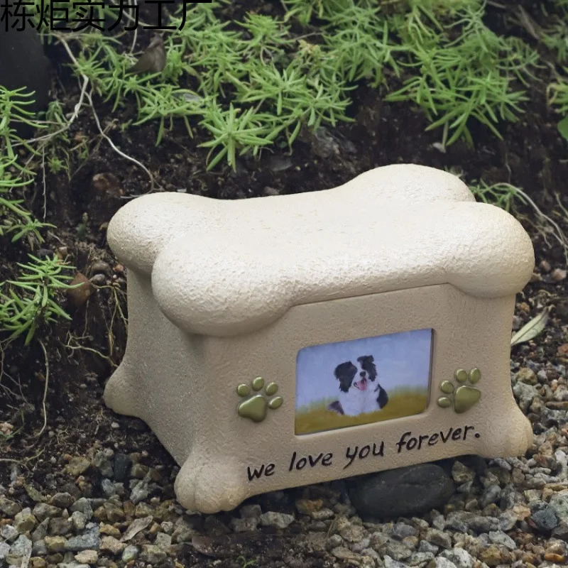 Pet urn cat puppy pet funeral box commemorative box animal resin jar with photo frame missing protective box