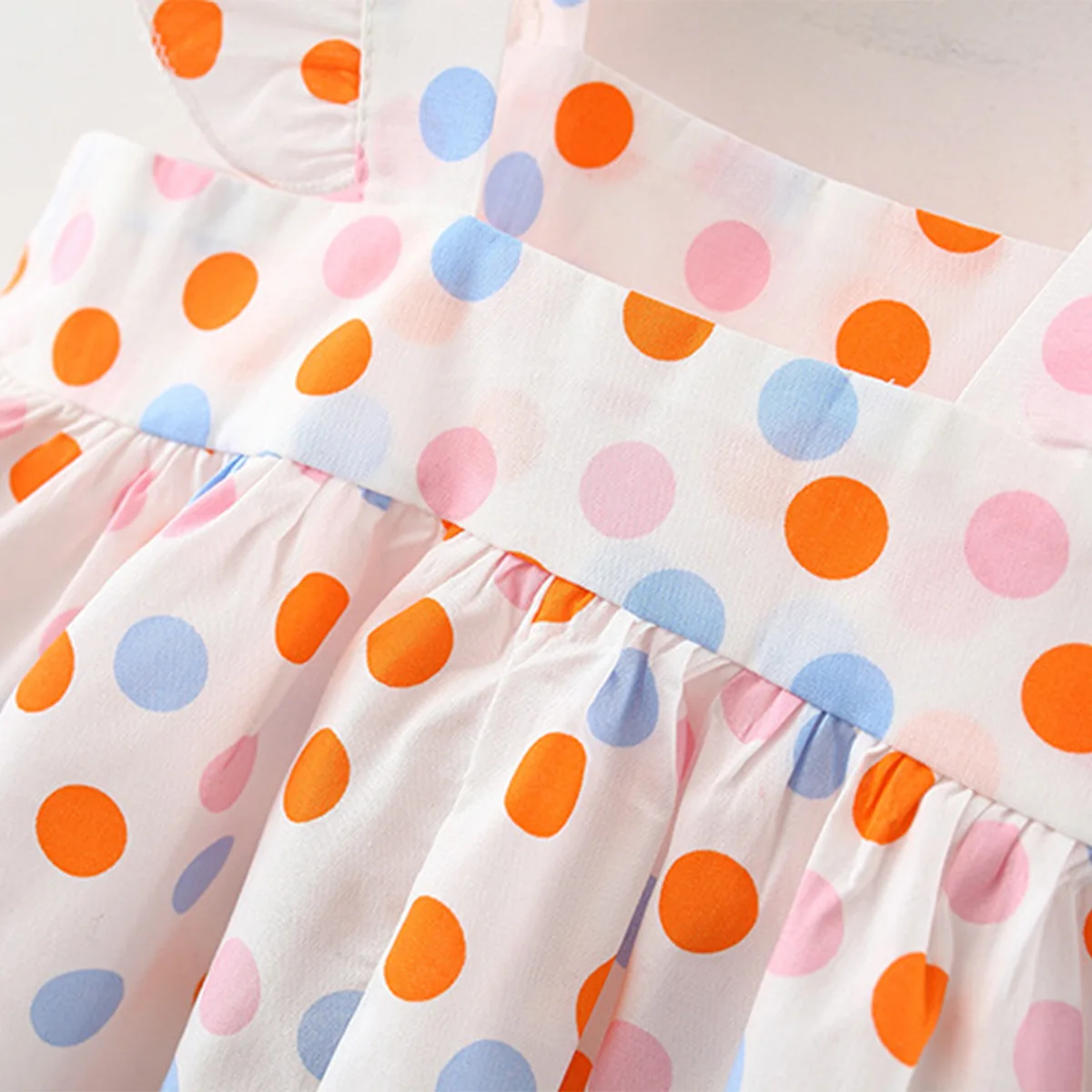 2 Pcs Baby Girl Summer New Dress Sweet Colorful Dot Flying Sleeves Cotton Cloth Skirt Gift Little Rabbit Crossbody Bag