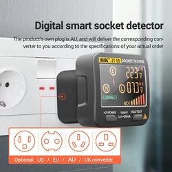 BSIDE Socket Tester Smart Voltage Detector Digital Display Outlet Checker RCD GFCI NCV Live Neuter Wire Test EU US UK Plug Meter