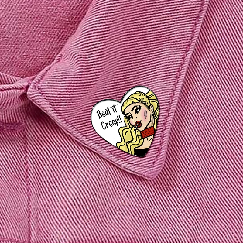 Beat It Creep pin Funny Brooches Shirt Lapel Cute Badge Cartoon Jewelry Gift for Lover Girl Friends