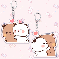 Cute Bubu Dudu Keychains Baby Grey Bear White Panda Keyring for Accessories Bag Pendant Key Chain Jewelry Fans Couple Love Gifts
