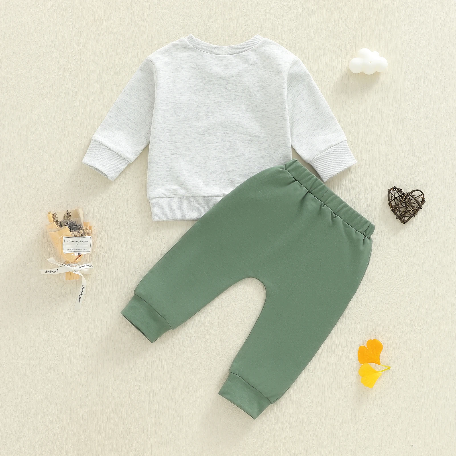 Toddler Baby Boy Fall Tracksuit Outfit Tractor Animal Letter Print Long Sleeve Sweatshirt and Solid Pants 2 Piece Set