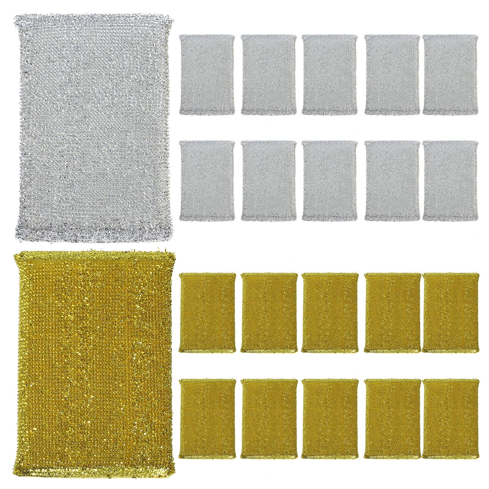 

24pcs Dishwashing Sponge Blocks Set Durable Cleaning Pad Golden Silver Kitchen Bathroom Powerful Scrub Non Scratch Long Lasting