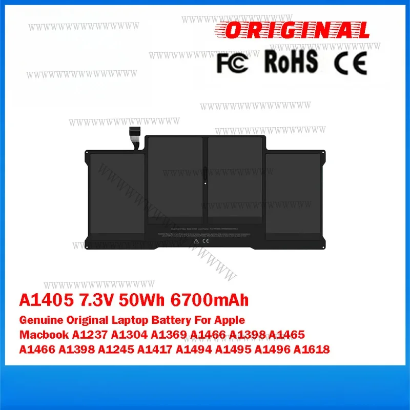 Оригинальная аккумуляторная батарея UU A1405 7.3V 50Wh 6700mAh для Apple Macbook A1237 A1304 A1369 A1466 A1398 A1465 A1466 A Оригинальная аккумуляторная батарея UU A1405 7.3V 50Wh 6700mAh для Apple Macbook A1237 A1304 A1369 A1466 A1398 A1465 A1466 A