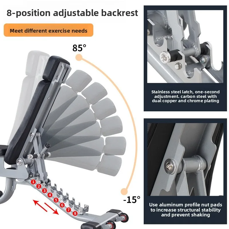 كرسي لياقة بدنية متعدد الوظائف لصالة الألعاب الرياضية التجاري الاحترافي مع لوح مائل قابل للتعديل للجلوس والبطن