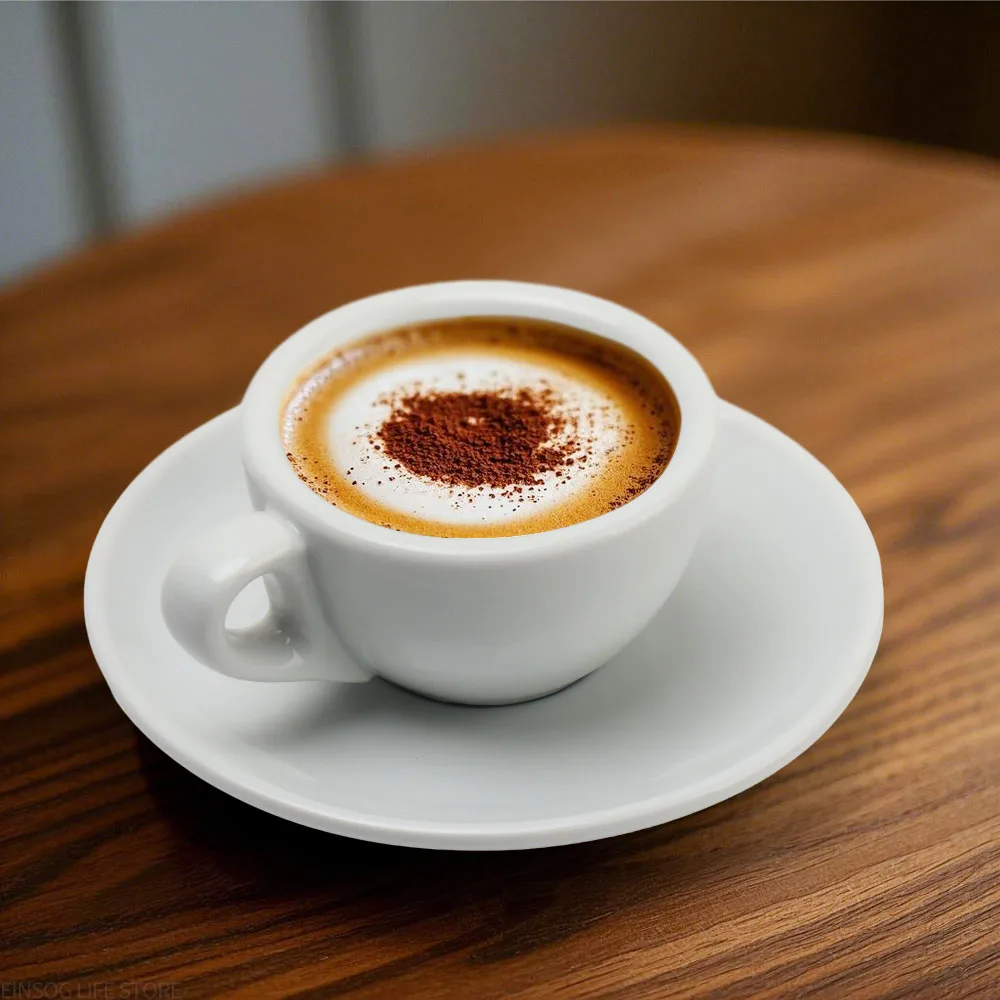 50ml Italiaanse Espressokop en Schotel Herbruikbare Zuiver Witte Keramische Koffiekopjes voor Cafe Zwarte Thee Barista Essentials Drinkware