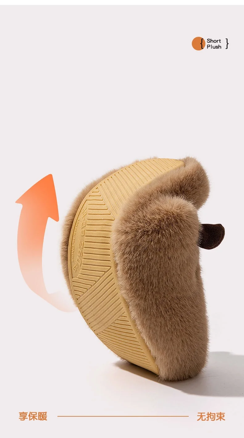 Niedliche Capybara-Plüsch-Hausschuhe für Damen, warme, flauschige, flauschige Hausschuhe, 44, Cartoon-Tier-Winter-Hausschuhe, warme Hausschuhe für drinnen. – Detail 10