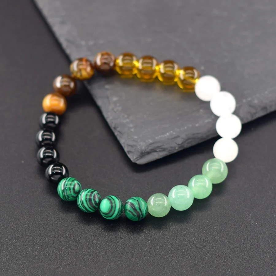 Fengshui Attract Wealth Good Luck Fashion 8mm Natural Stone Beaded Bracelet for Women Bracelet Jewelry Colorful Party Pulsera