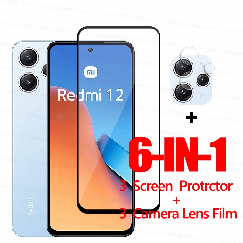 

Full Glue Glass For Xiaomi Redmi 12 4G Screen Protector Xiaomi Redmi 12 4G Tempered Glass Protective Phone Film Xiaomi Redmi 12