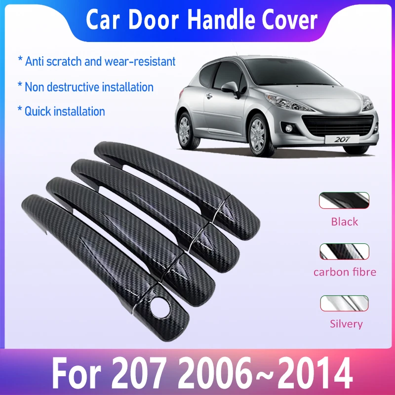 

Крышка дверной ручки из углеродного волокна для Peugeot 207 2006 ~ 2014 RCup Epure, умные внешние ручки, чехол, автомобильные аксессуары 2010 2011 2012