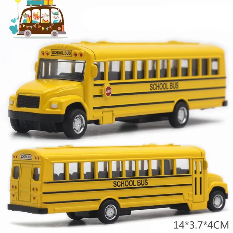 

Kids Toy Car 1/64 Diecast Alloy School Bus Inertia Vehicle Model Toys Pull Back Car Boys Toys Educational Toys for Children Gift