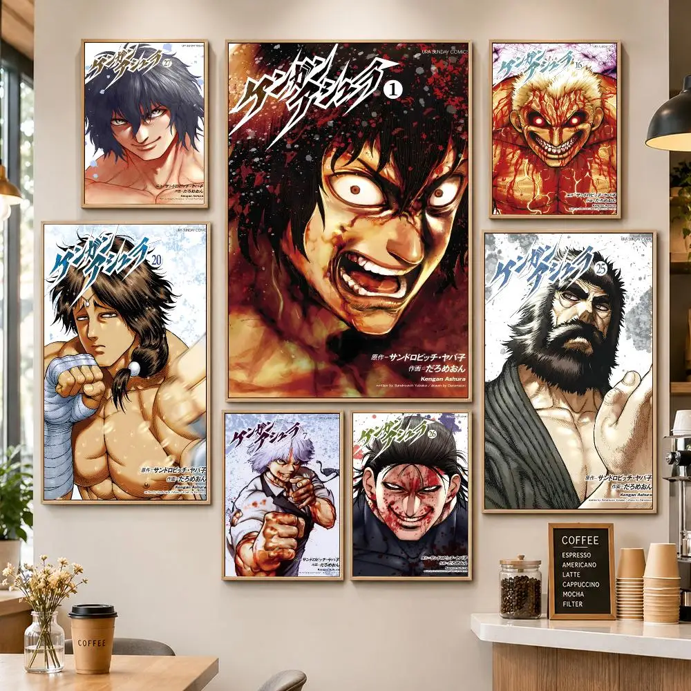 Anime Kengan Ashura Martial Arts Fighting Action Poster HD Wall Decor Apartment Dorm Office Cafe Bedroom Home Gift
