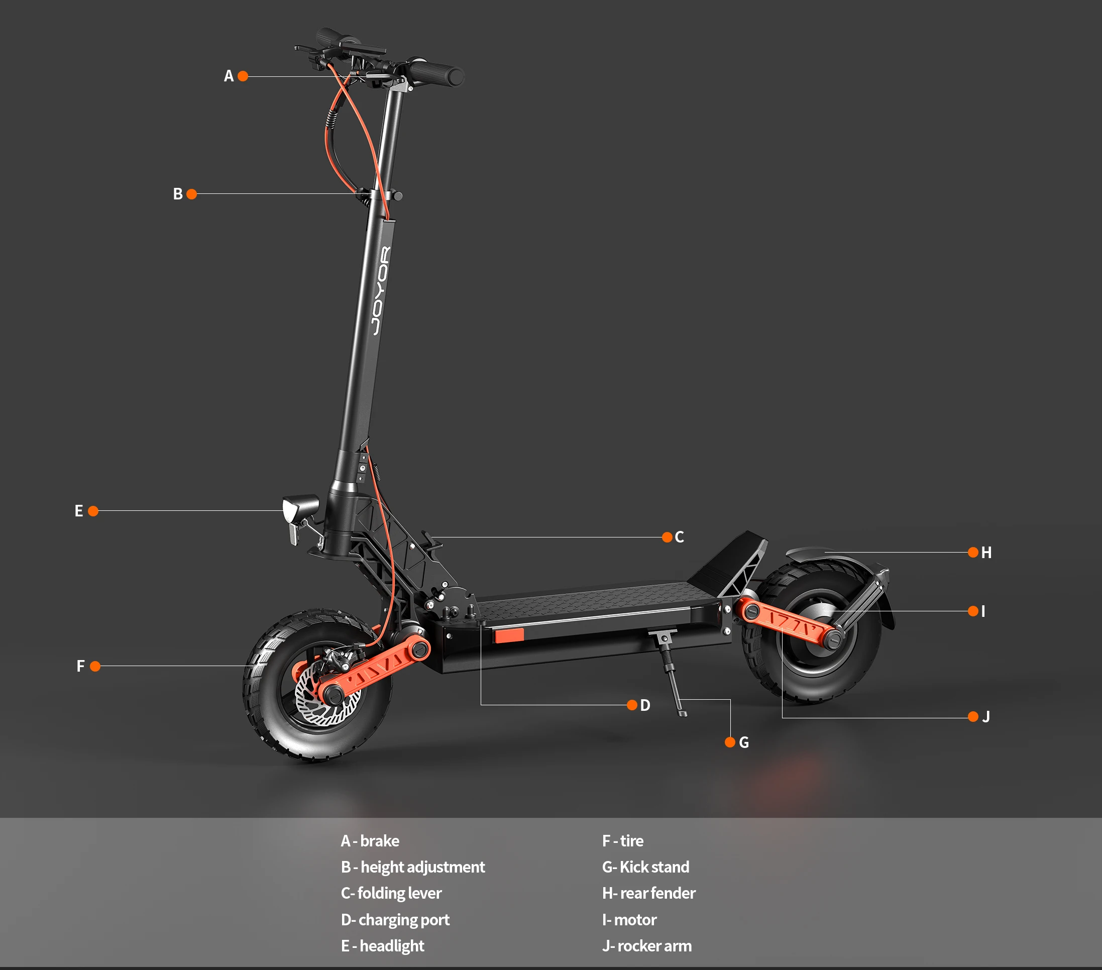 JOYOR S5 (ABE) E-Scooter für Erwachsene, 48V13AH Akku, City-Commuting E-Scooter, 10 Zoll Luftreifen, Elektroroller – Detail 7