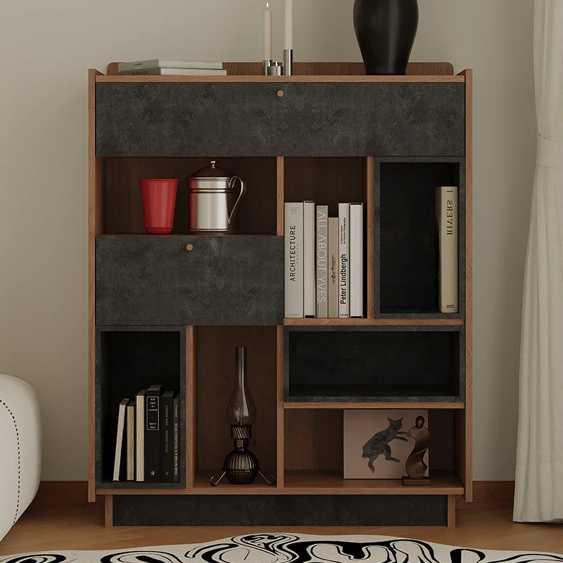 

Simple floor-to-ceiling bookshelf in bedroom low solid wood bookcase in living room shelf display rack against the wall