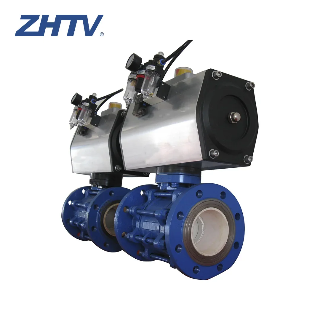 2025 منتجات ممتازة ZHTV DN15 ~ 300 صمام عزل كروي مبطن NPS1/2 ~ 12 شفة البتروكيميائية عملية يدوية تعمل بالهواء المضغوط مبطنة