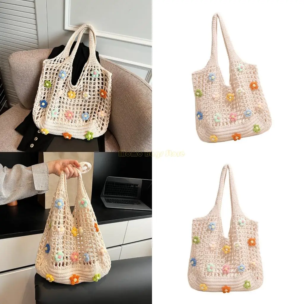 

X90D Women Shoulder Bag Knitted Armpit Bag Beach Bag Large Capacity Underarm Bag