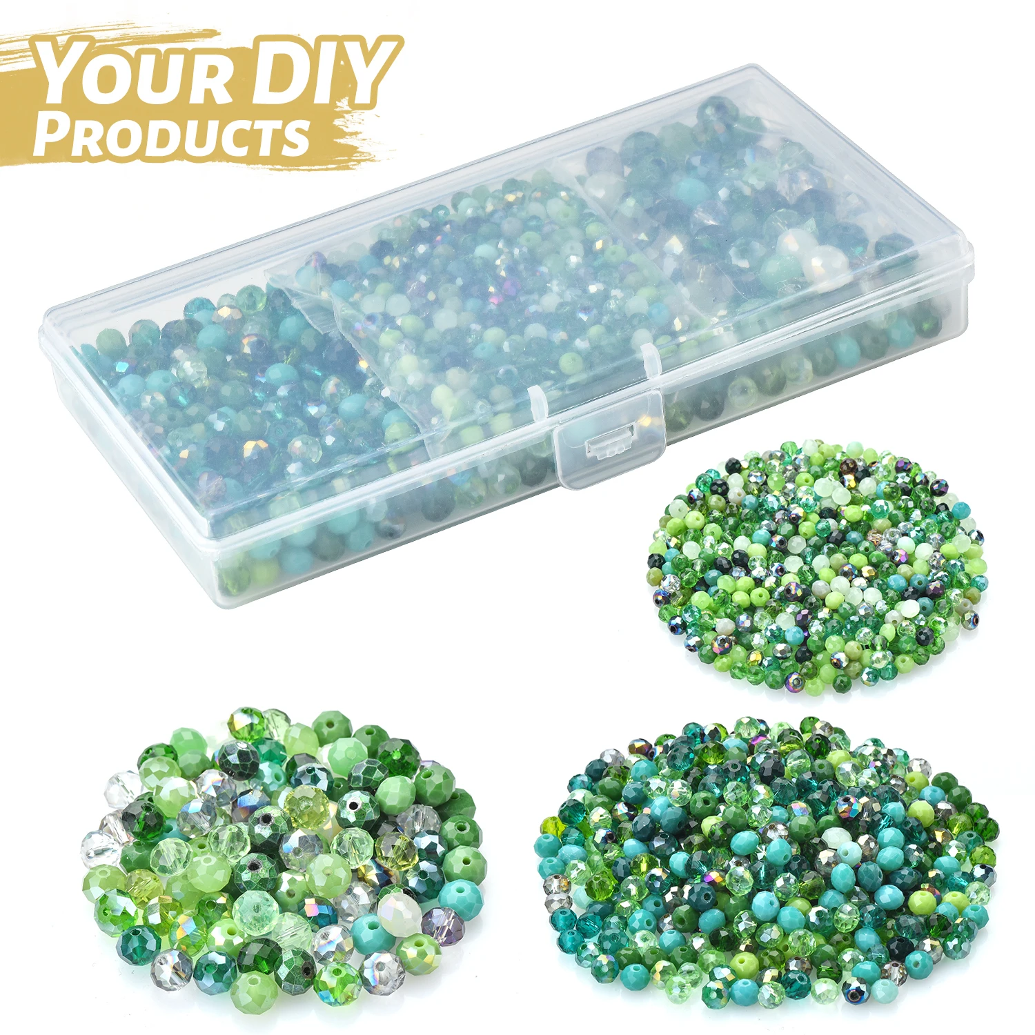 1000 Pcs/Box 4 6 8mm AB Faceted Crystal Rondelle Glass Round Loose Spacer Beads Crafts for DIY Making Jewelry Bracelet Necklace