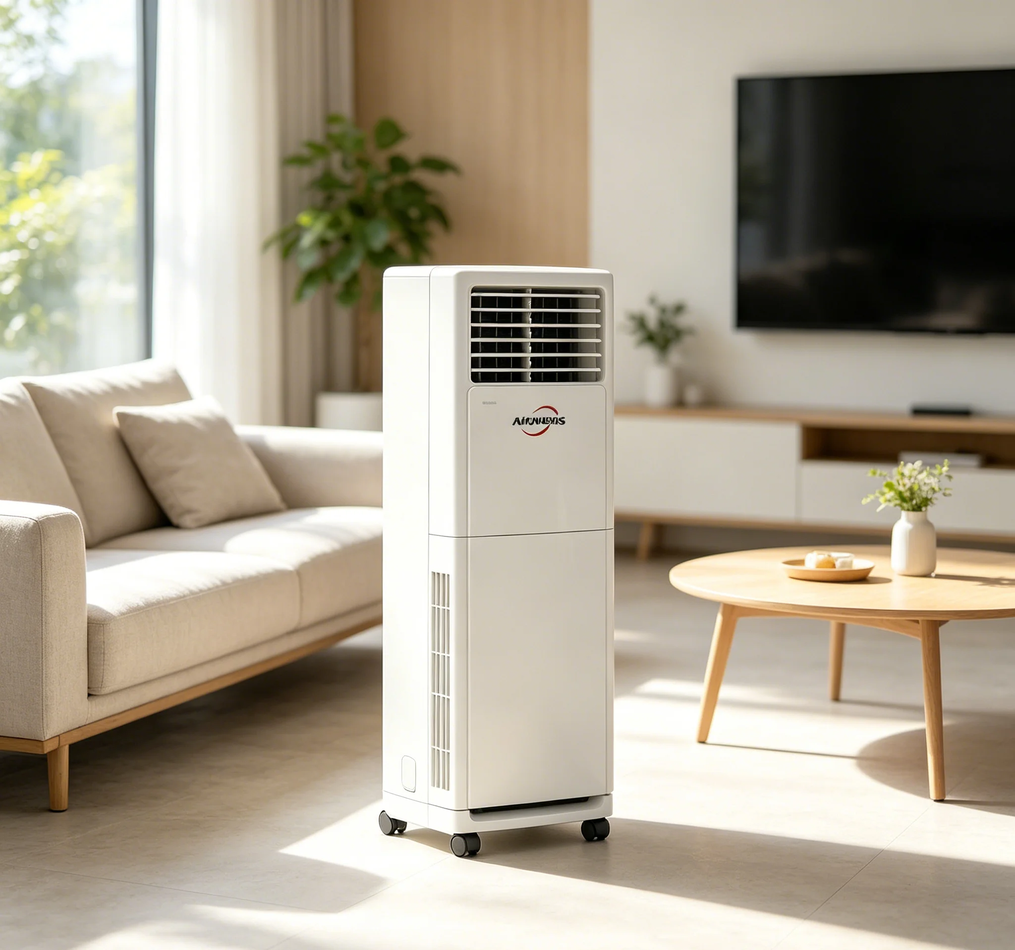12000BTU Portable Air Conditioner with Wheels Low Noise Energy Saving Cooling Heating Unit for Living Room