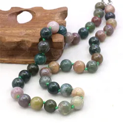 10mm Round Multicolor India Agates Onyx Necklace Natural Stone Hand Made Women Neutral Neckwear DIY Jewelry Making Design