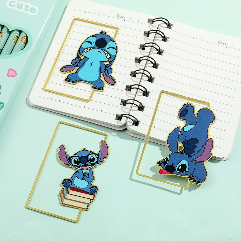 Cute Stitch Metal Bookmark Kawaii Cartoon Ohana Means Family Lilo & Stitch Bookmarks for Girls Boys Page Marker Tools Gifts