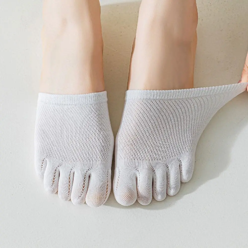 Short Invisible Half Palm Socks Cotton Solid Color Elasticity Foot Care Five Finger Socks Mesh Half Insoles Toe Separator Socks