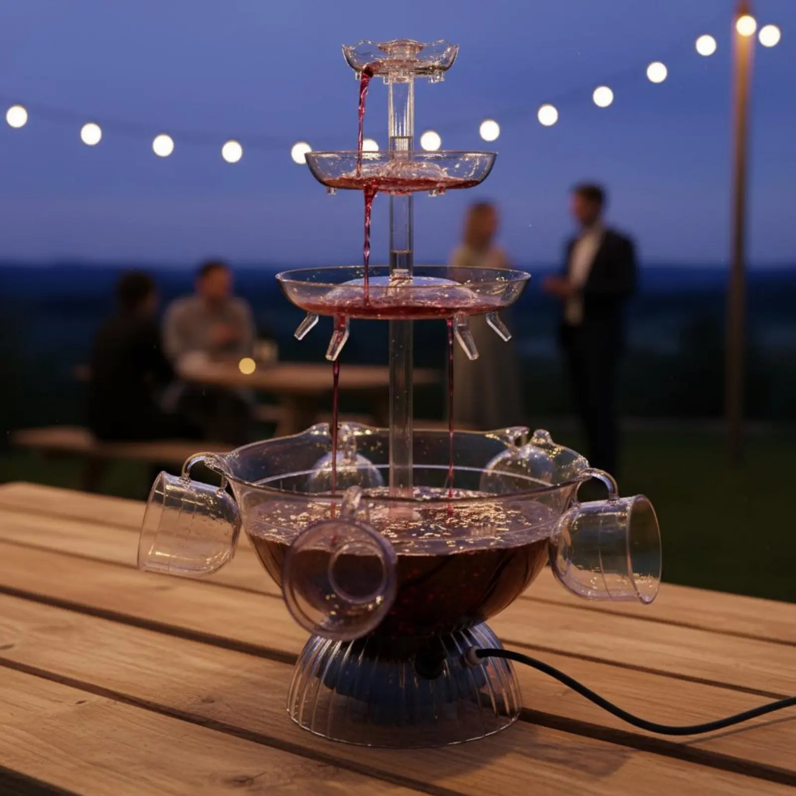 

5-Cup Fountain Continuous Flow Party Wine Fountain Beverage Dispenser Reusable Cups Easy to Clean for Banquet