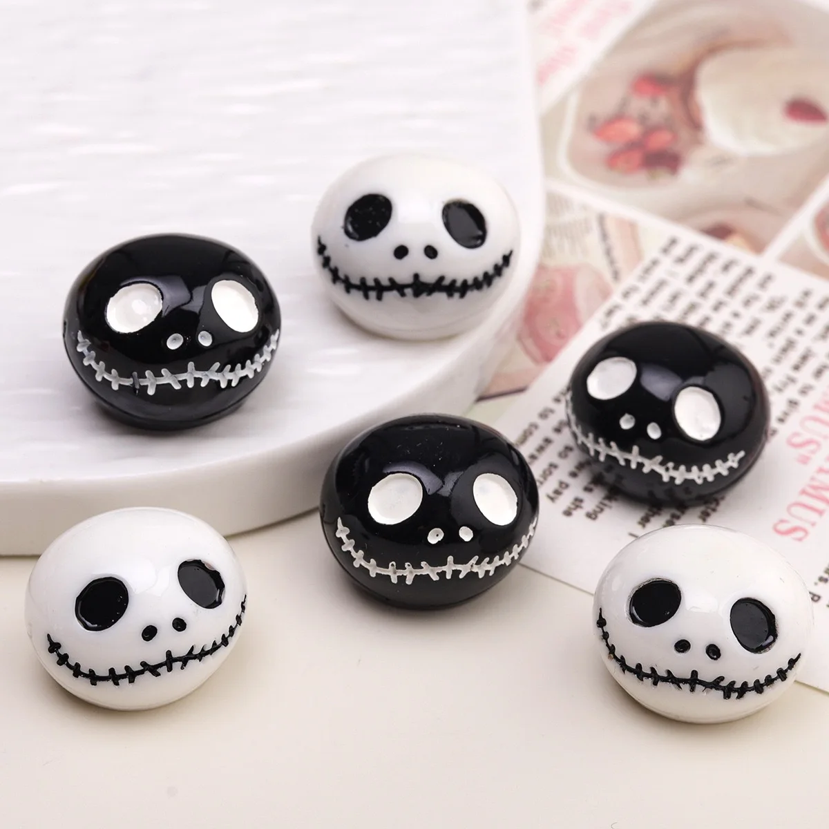 10pcs 3D Skull Resin Cabochon Diy Landscape Home Decoration Dollhouse Accessory