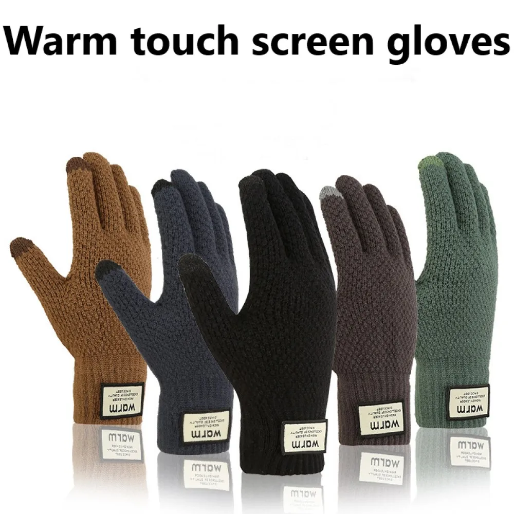 Neue gestrickte Wollhandschuhe für Winterwärme, verdickte Touchscreen-Handschuhe, erhöhte Outdoor-Wärmehandschuhe