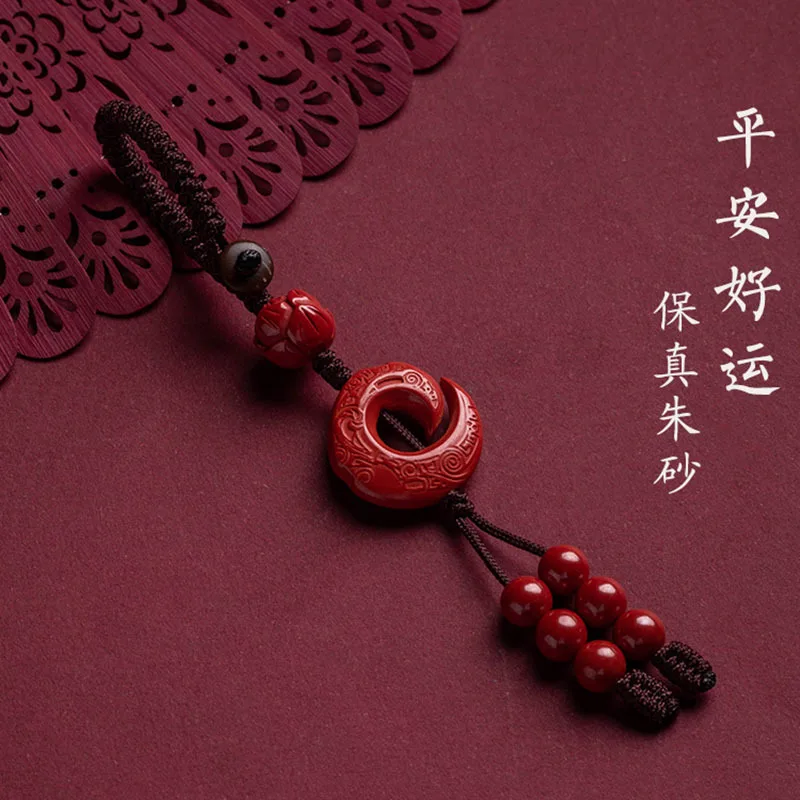 Raw Ore Emperor Sandstone Ruyi Keychain High Content Cinnabar Good Luck Phone Accessory Handmade Creative Gift