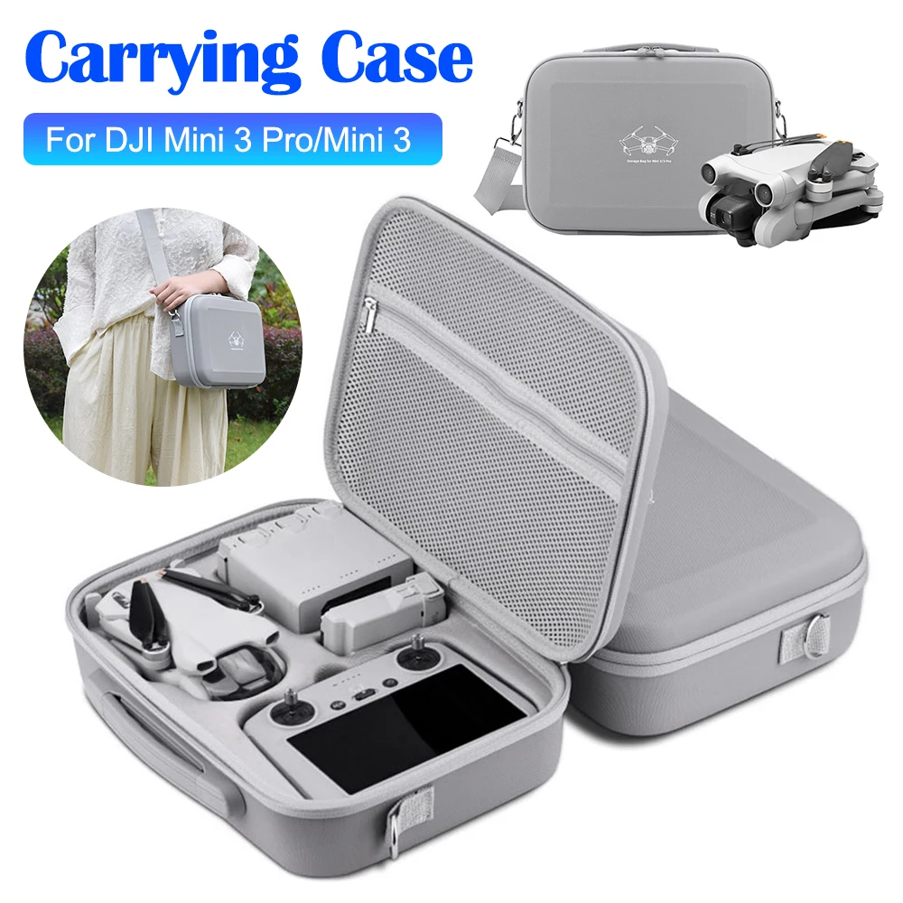 Portable Carrying Case Shockproof Storage Bag Waterproof PU Leather Shoulder Bag Anti-scratch for DJI Mini 3 Pro/Mini 3 RC Case