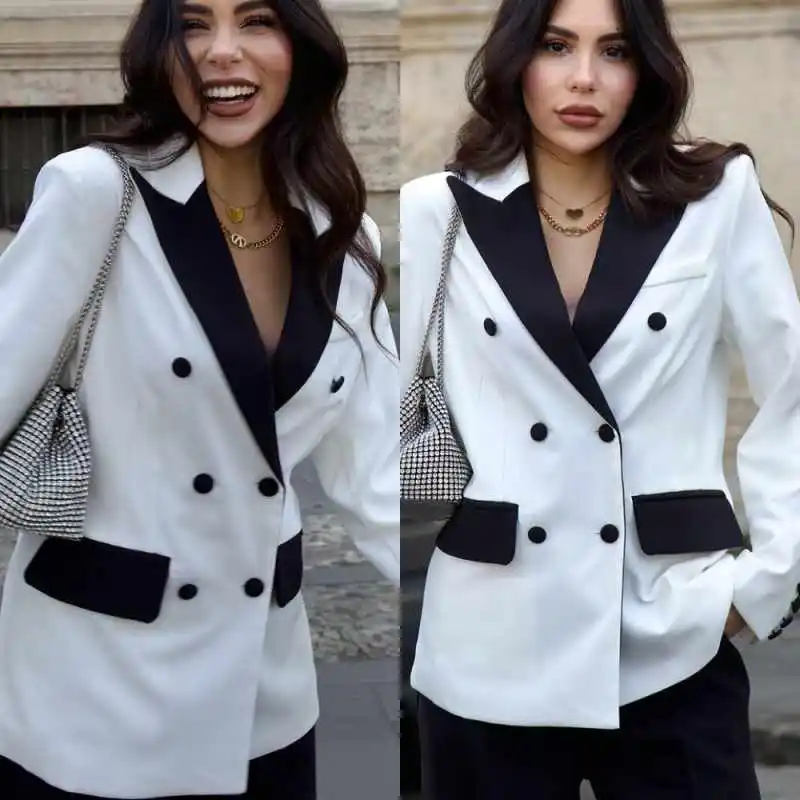 Modern Woman Suits 2 Pieces Blazer Pants Double Breasted Office Lady Jacket Formal Occasion Party Wear Customized