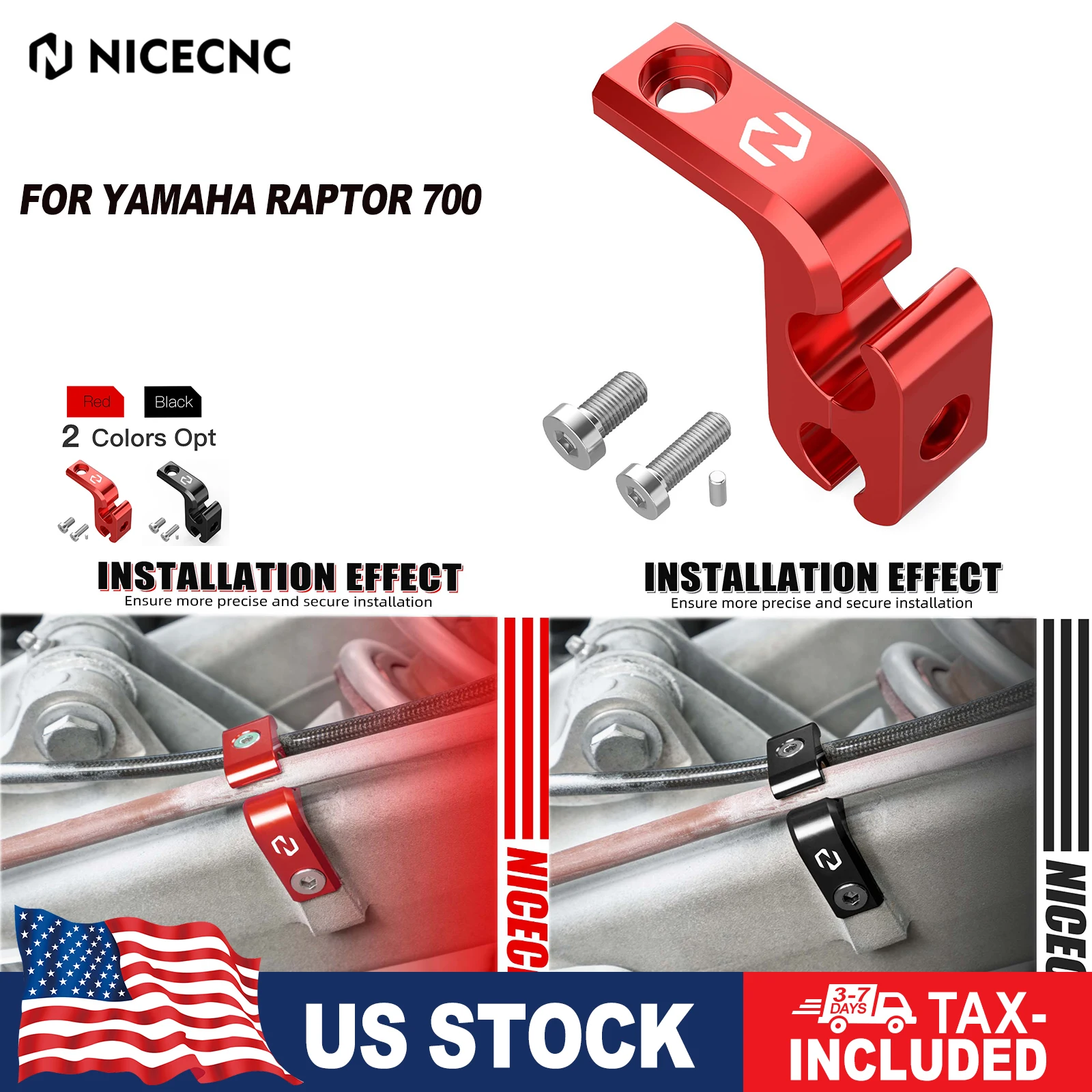

NICECNC Raptor 700 Parking Brake Line Hose Clamp Holder For Yamaha Raptor 700 2006-2023 700R 2009-2023 Aluminum CNC Machined