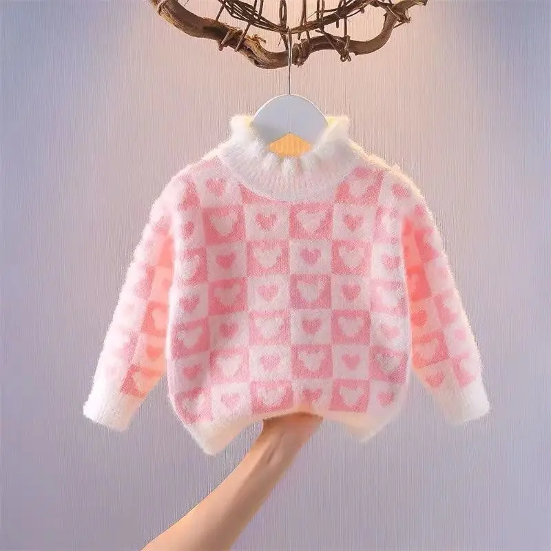 1-8 Years Girls\' Sweater Autumn And Winter New Fashion Warm Children\'s Sweater Cute Baby Jumper Kids Knitted Base Shirt