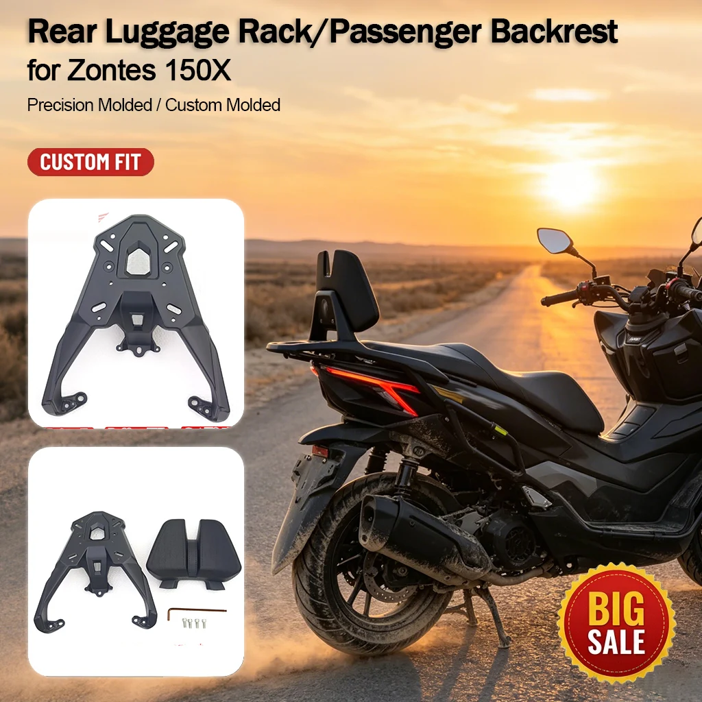 Modified CNC Aluminum Tail Rack Rear Backrest Kit Precision Molded for Zontes 150X Motorcycle Luggage Carrier Parts