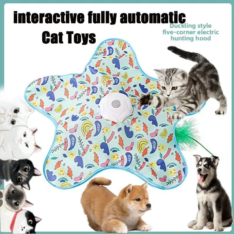 

Cat Toys Interactive Hide And Seek Cat Toy Mouse Squeaky Motion Moving Concealed Feathers Kitten Teaser Toy With 1*Cat Teaser
