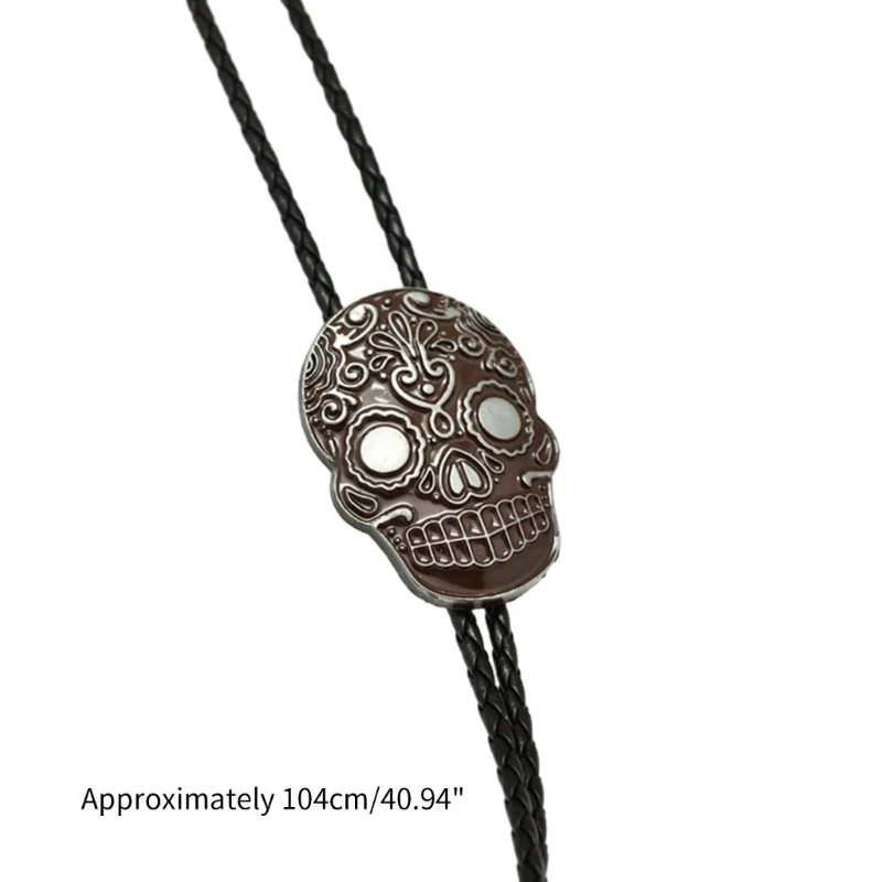 Bolo Tie for Men Carnivals Western Necktie Relief Skull Buckle Decors Bolo Tie Halloween Accessories Necktie Men Women