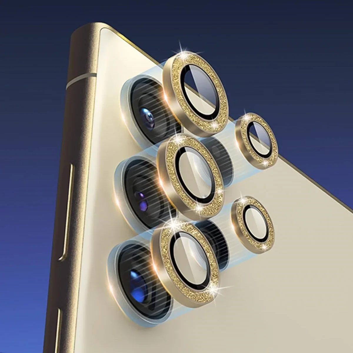 Glitter Camera Lens Glass For Samsung Galaxy S25 S24 Ultra S24 Plus FE Shinny Metal Ring Protector For S25ultra Back Lens Cap