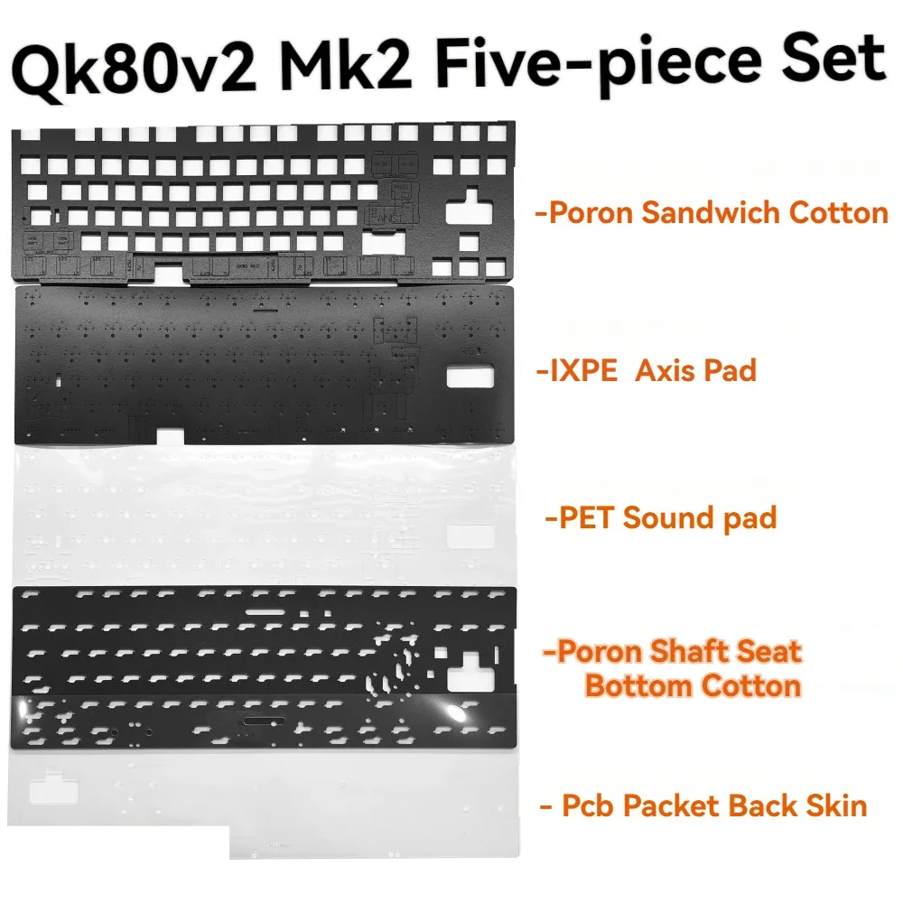 QK80v2 Mk2 Sound Pad 5-piece Set Foam Voice Silencer Packet IXPE Axis Underlay Custom Gaming Mechanical Keyboard Accessories