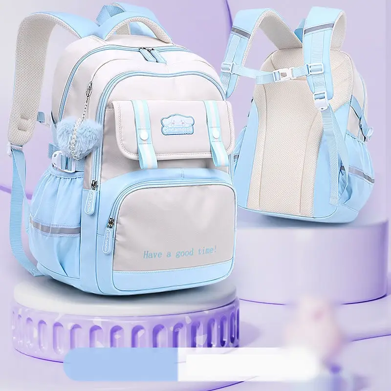 Anime Sanrioed Cartoon Sac à dos pour enfants, grande capacité, initié, Cinnamoroll Kuromi Melody, sac d'école mignon, cadeau pour un ami