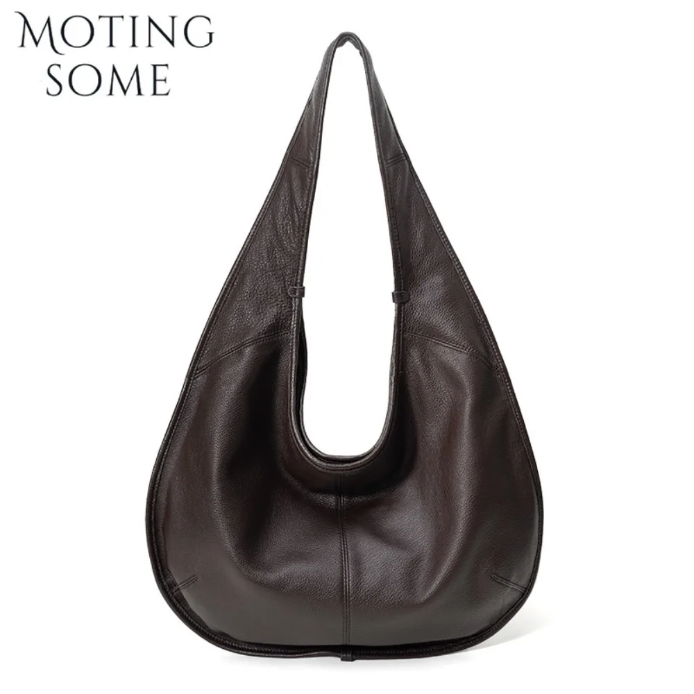 Motingsome 60 سنتيمتر حقيبة كبيرة الحجم جلد طبيعي لينة حقيبة يد امرأة حقيبة كتف جلد البقر الطبيعي السرج حقائب واسعة حقائب اليد 2026 جديد