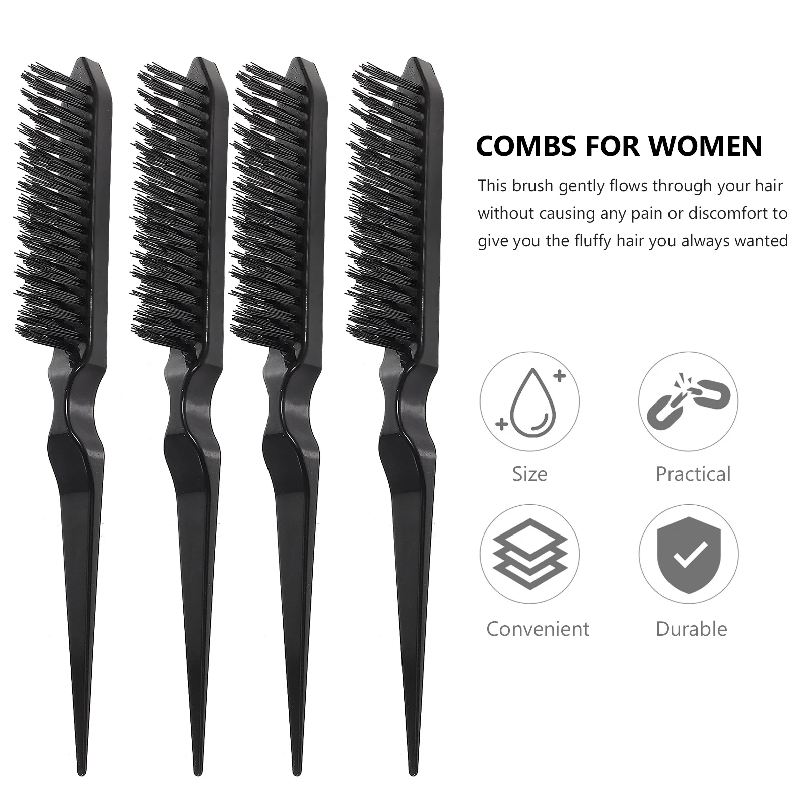 6pcs Professional Pin Tail Teasing Brush Professional Barber Combs Three Row Comb Curling Miss ABS PP Travel Home Use